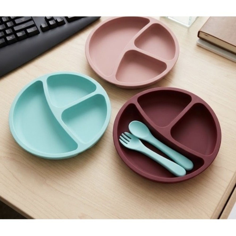 Baby Feeding Set, 5 Pack Silicone Divided Suction Plates for Baby